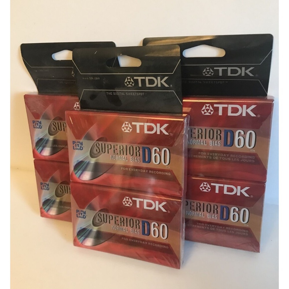 TDK D60‎ Superior Normal Bias Blank Audio Cassette Tapes NEW Sealed 3 PACKS OF 2